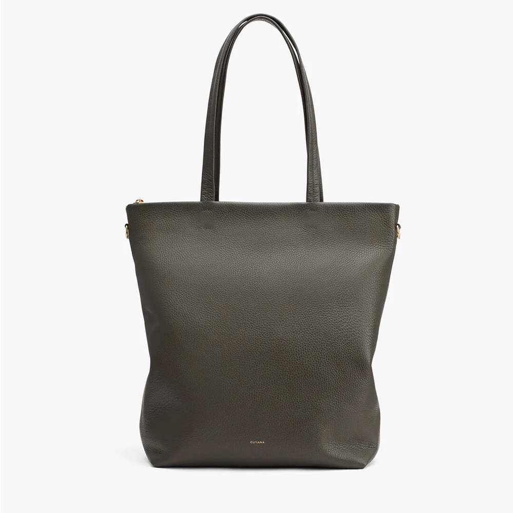 EUC Cuyana Tall Easy Zipper Tote in Dark Olive